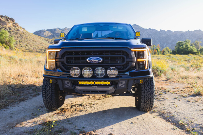 Ford F-150 Front Bumper - DV8 Offroad - Tube, Prerunner - Micro-texture black with gray skid plate accents - `21-`23